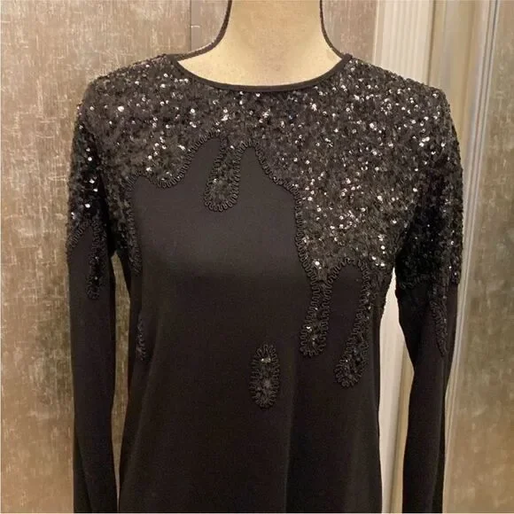 Moschino Black Long Sleeve Sequin  sweater Dress, M-L - Picture 3 of 9